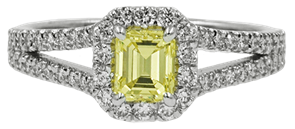 diamond ring with yellow gem