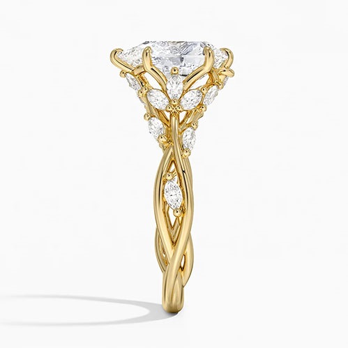 Restored diamond engagement ring and wedding band worn on a hand